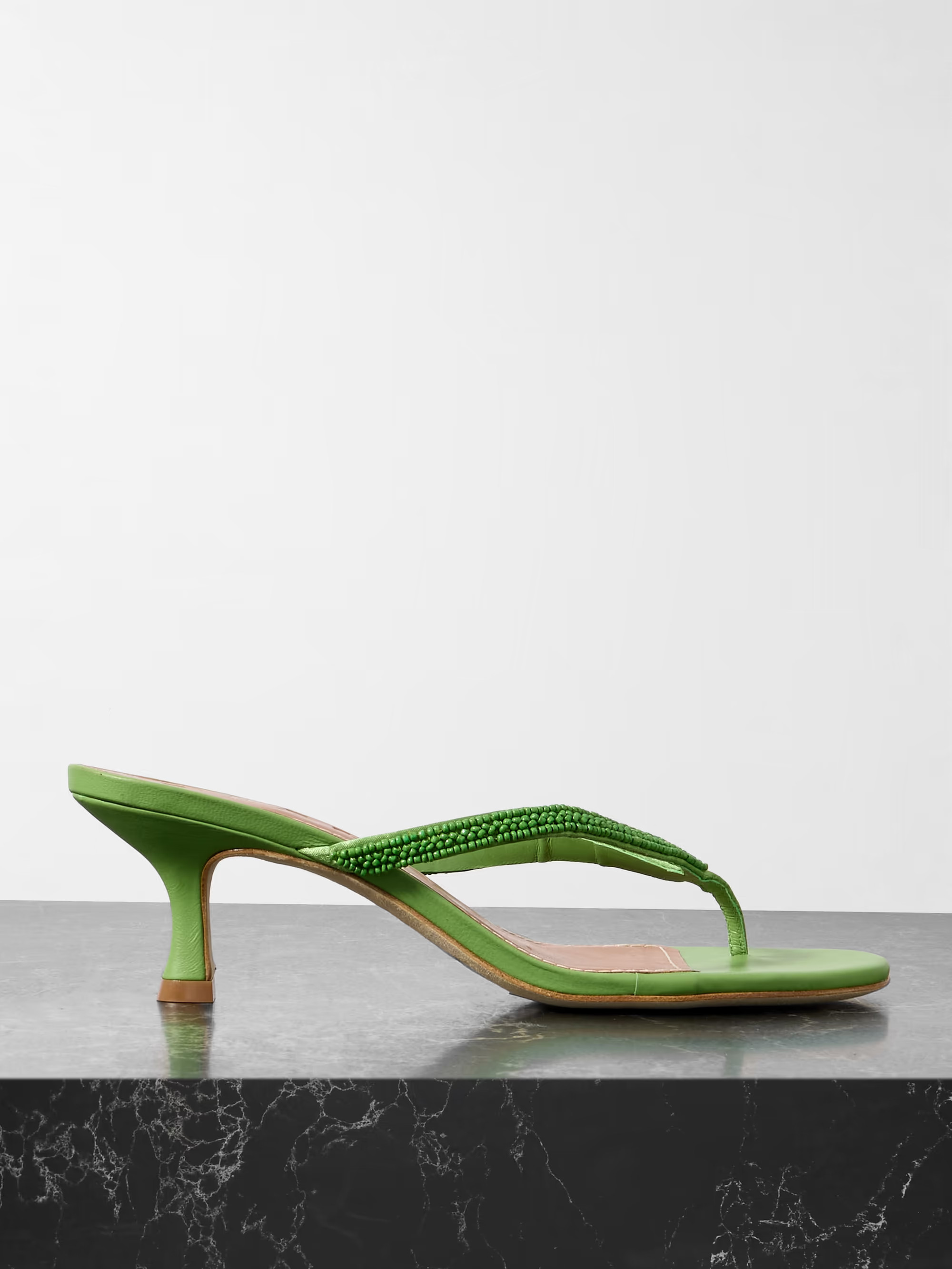 Freja beaded satin-trimmed leather sandals | NET-A-PORTER (UK & EU)