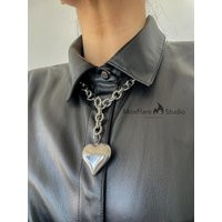 Puffy Heart Necklace, Silver Stainless Steel Statement Gift For Her, Him, Necklace Men | Etsy (US)