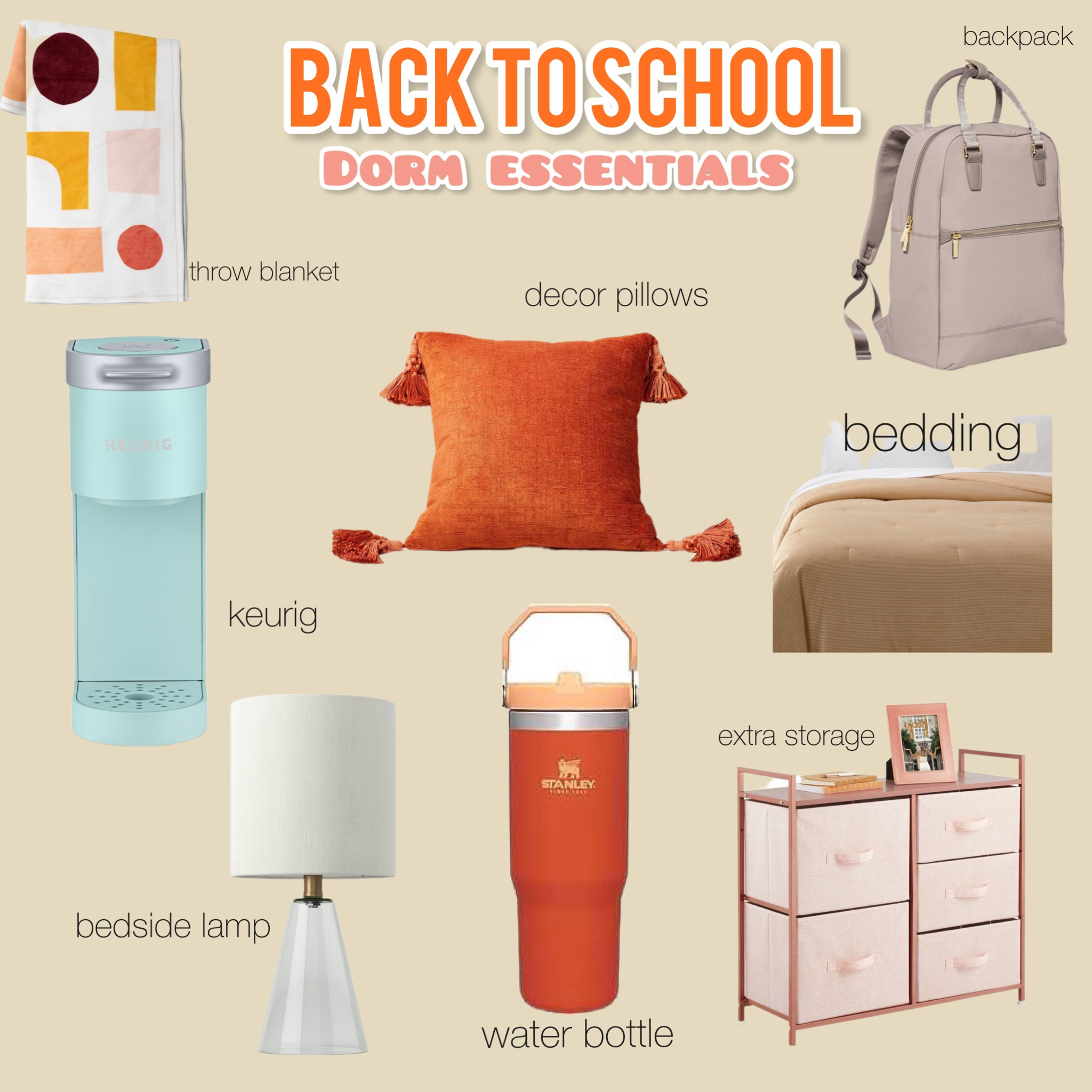 Back to school essentials

honestly these are things I use in my everyday life now lol but can definitely be a perfect starter pack for going to college! decorating my dorm was always so fun for me, I loved changing things up small things each semester- like throw blankets, decor pillows, maybe my bedding? 
but besides that, obviously a water bottle is crucial for long study days, walking around campus, and library hours. a good back pack that won’t stick out 5ft with all your notebooks, and of course a good coffee maker!!

target & amazon have so many back to school deals right now!

#LTKxNSale #LTKU #LTKBacktoSchool