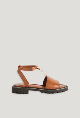 Caramel leather sandals | Claudie Pierlot (FR, DE, ES, UK)