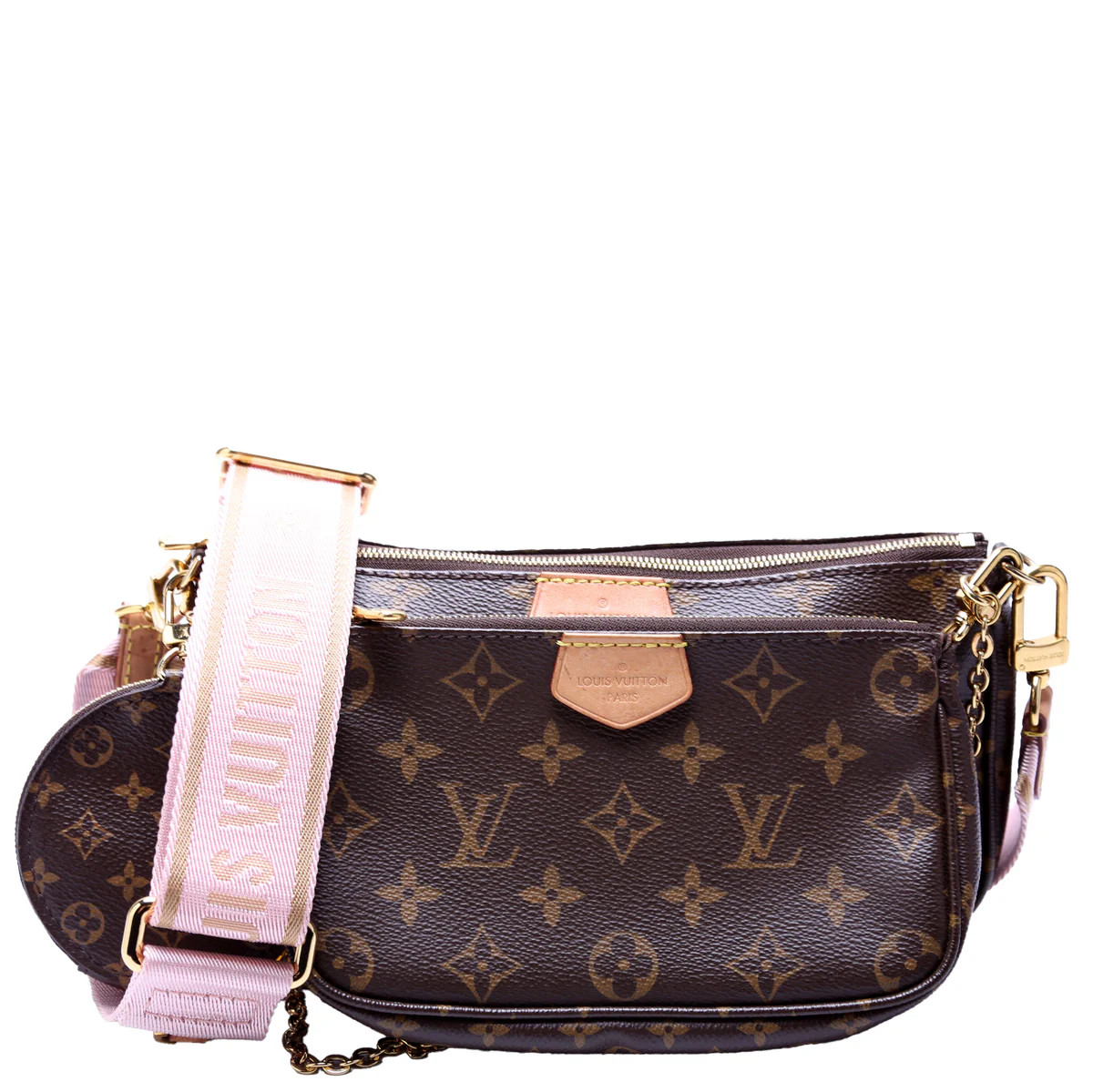 Multi Pochette Monogram Pink | Keeks Designer Handbags