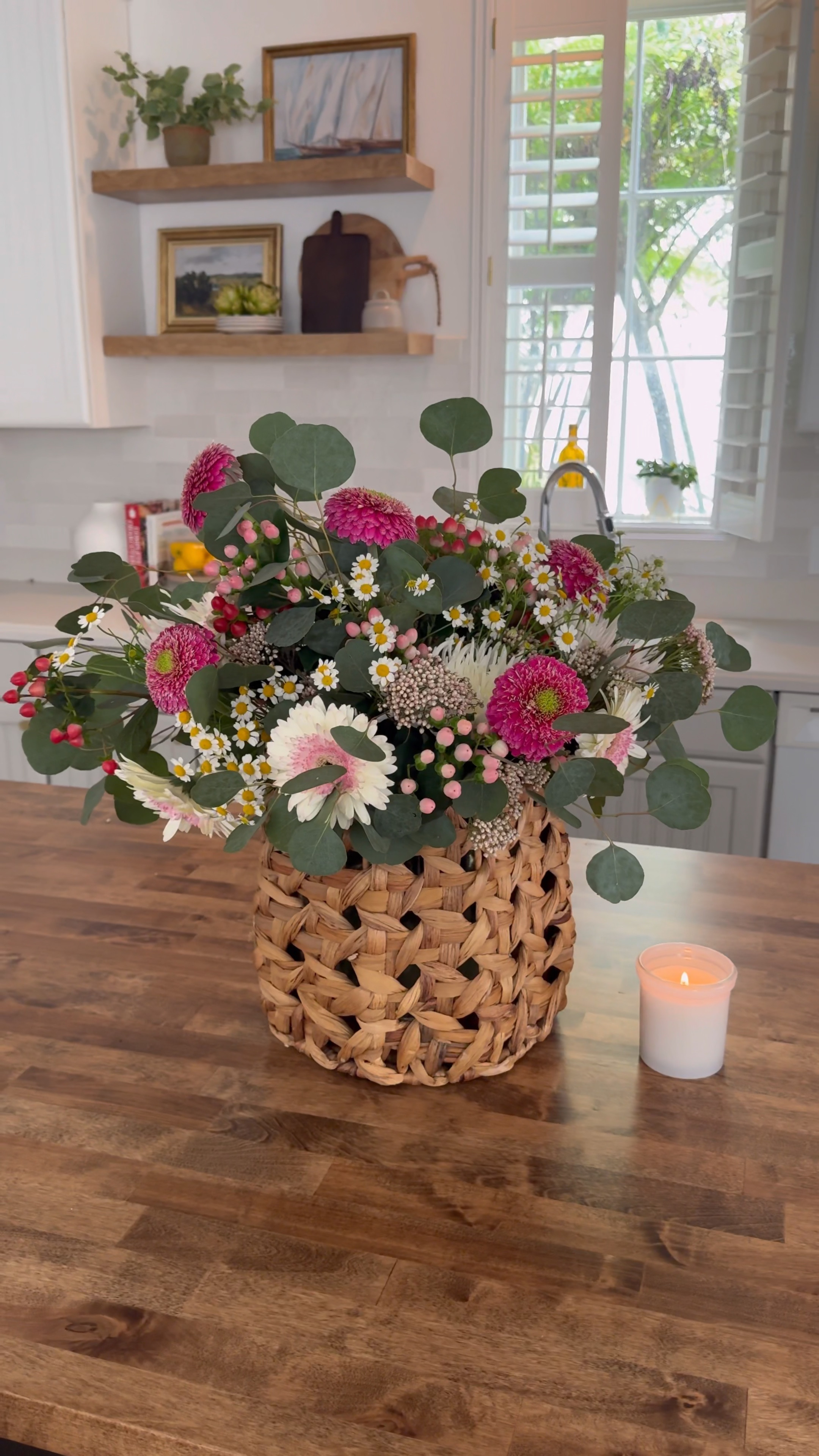 Here’s an easy and beautiful way to design your very own Galentine’s floral arrangement! I used a glass vase and wicker but I listed similar ones here!

First, head to Trader Joe’s and pick up these flowers:

Hyacinth gerbera
Matricaria chamomilla
Eucalyptus
Rice flower 
St. John’s Wart
Jumbo Mumballs 

I always add the packets of sugar water, cut down the stems a tad bit too and arrange as you go. Spread them apart and don’t let it go perfectly, yes I said it…floral arranging is fun it shouldn’t look perfect!

#floralarrangement #traderjoesflowers #galentinesday 

#LTKfindsunder100 #LTKhome #LTKSeasonal