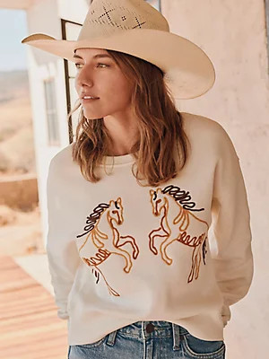 Women's Wrangler Soutache Horse Crew Sweatshirt | Women's TOPS | Wrangler® | Wrangler