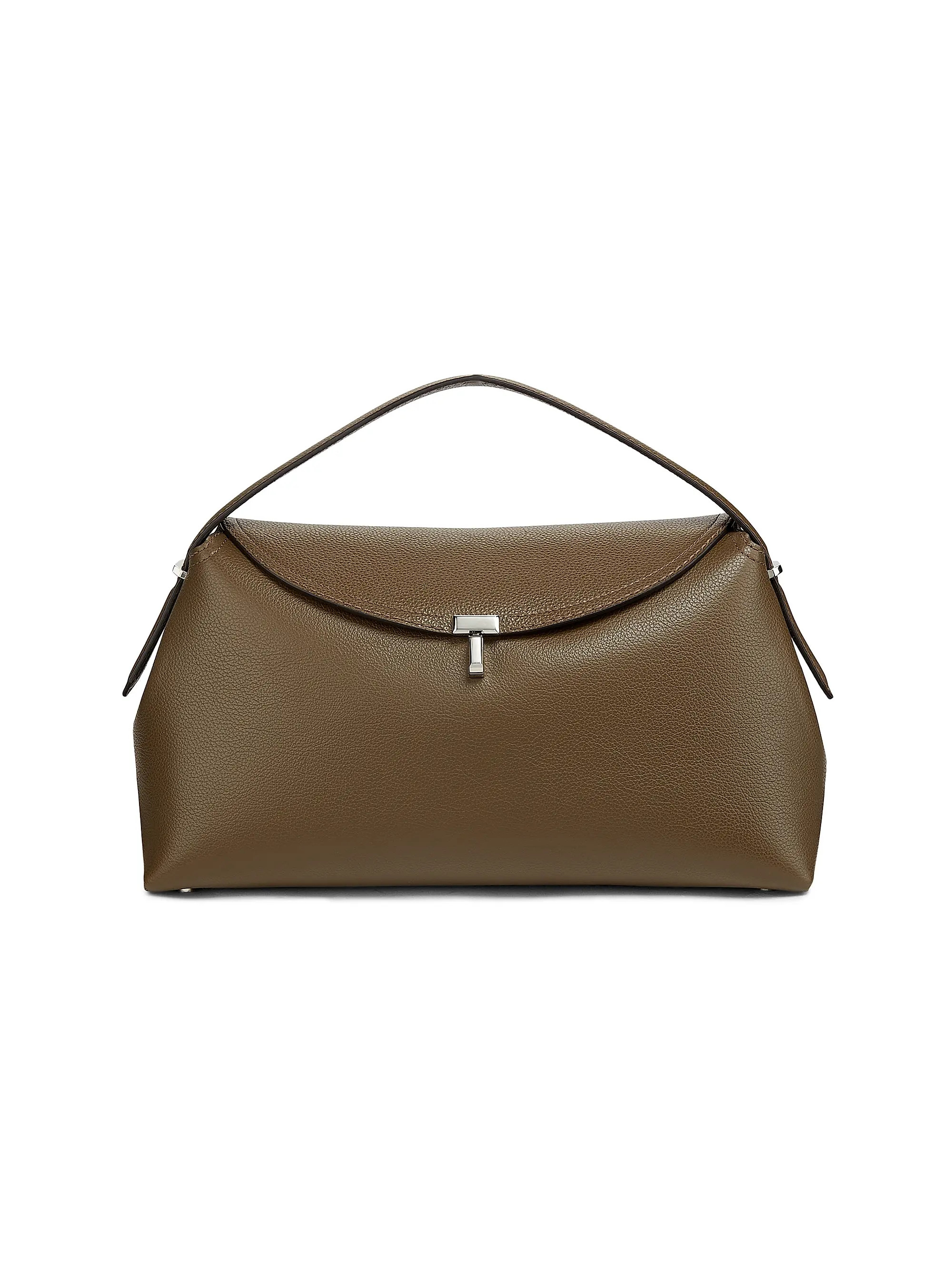 Toteme T-Lock Grained-Leather Top Handle Bag | Saks Fifth Avenue | Saks Fifth Avenue