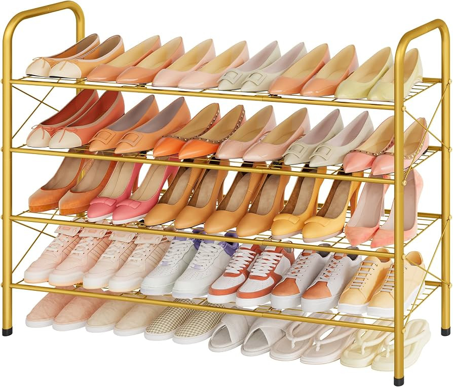 Hoctieon 4 Tier Mesh Style Shoe Rack, Entryway Shoe Shelf, Shoe Storage Organizer, Shoe Rack for ... | Amazon (US)
