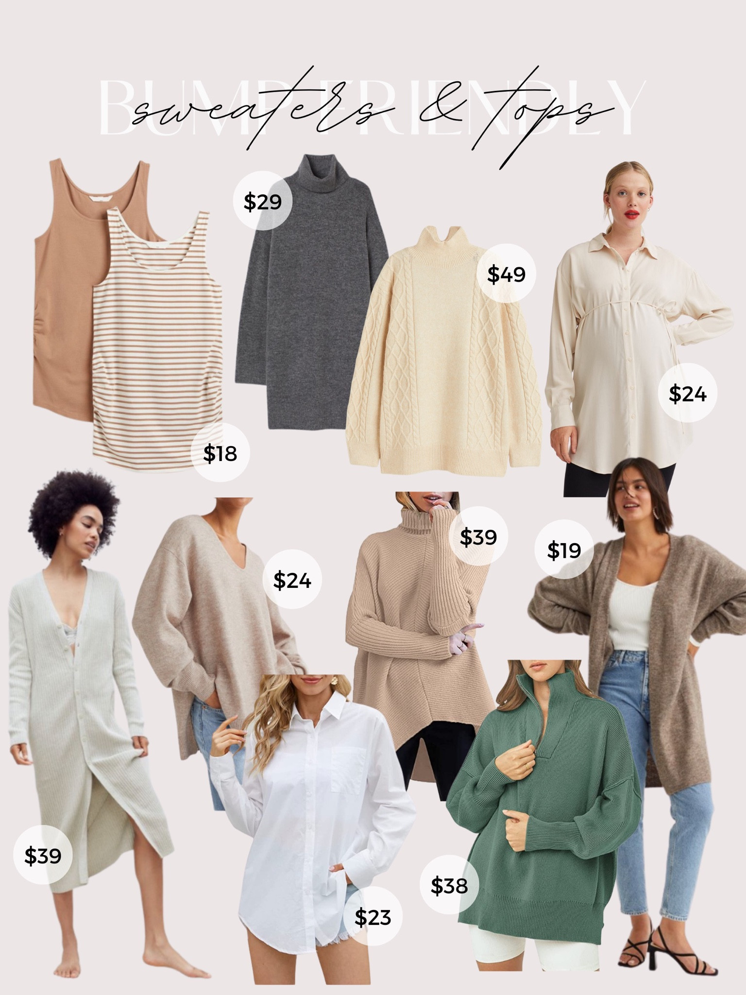 Bump friendly sweaters and tops  - bump friendly outfits - maternity tops for fall - maternity sweaters - maternity outfits - pregnancy must haves 

#LTKSeasonal #LTKbump #LTKunder100