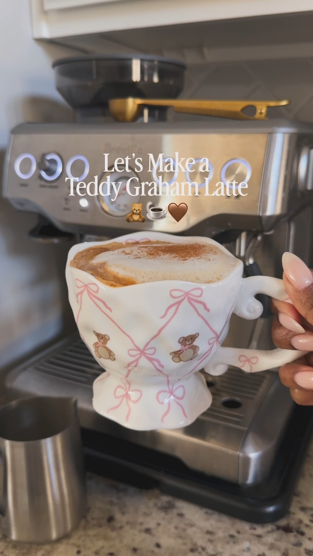 Teddy Graham latte at home 🐻☕️
Blonde espresso (I love the beans Starbucks uses in their drinks) + 1 tsp brown sugar + cinnamon + steamed oatmilk
Finish with cinnamon or flower sprinkles 🌸

I swear it tastes just like cinnamon Teddy Grahams.

This espresso machine is an investment but I’ve had her for 8 years and she’s been worth every penny 

#LTKfoodie #LTKmorningroutine #LTKmomlife