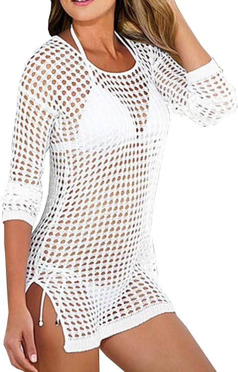 Wander Agio Beach Tops Sexy Perspective Cover Dresses Bikini Cover-ups Net Coverups | Amazon (US)