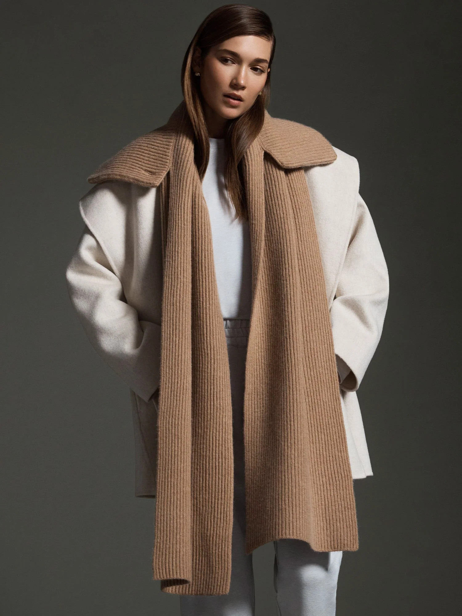 Women's Collared Scarf in Camel Mélange | Brochu Walker | Brochu Walker