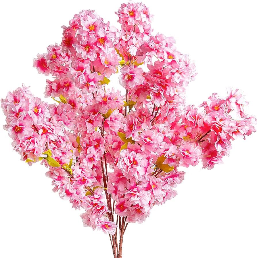 Tifuly 4pcs Artificial Cherry Blossom Flowers 42.52 Inch Long Stem Silk Flowers Bouquet Branch Fa... | Amazon (US)