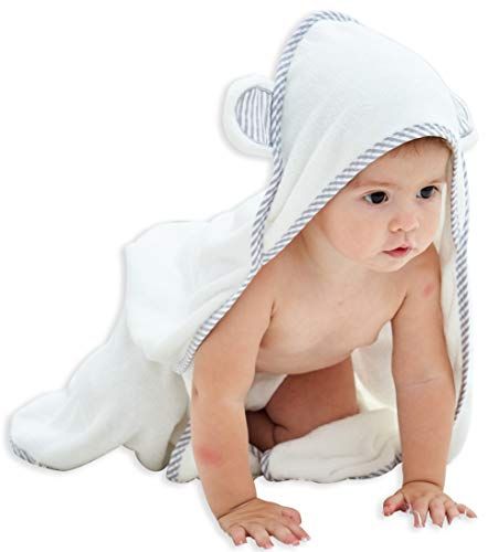 HIPHOP PANDA Bamboo Hooded Baby Towel - Soft Hooded Bath Towel with Ears for Babie, Toddler,Infant - | Amazon (US)