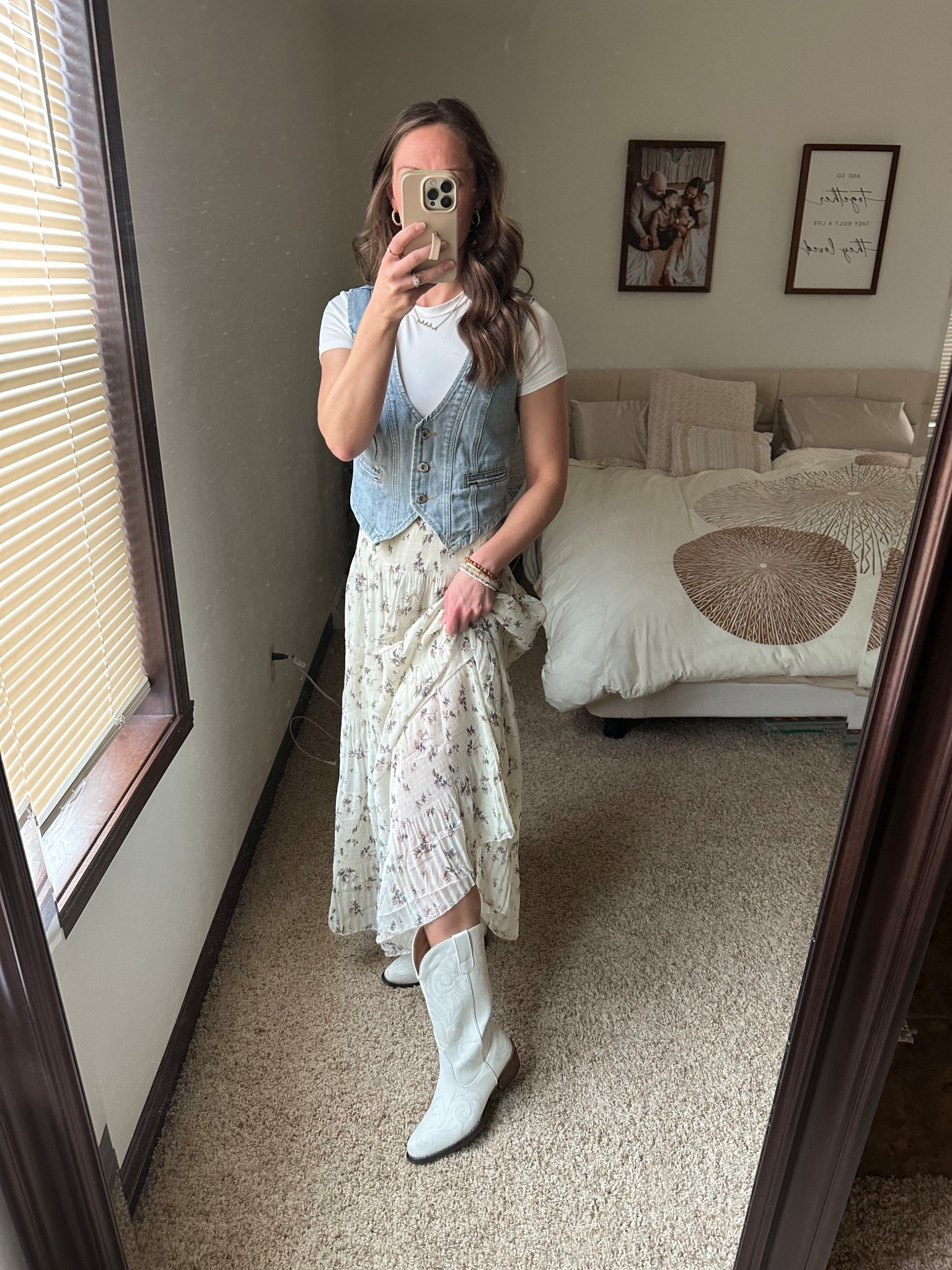OOTD / cowboy boots / denim best / flowy skirt / western boho vibe 

#LTKSaleAlert #LTKSummerEdit #LTKFindsUnder50