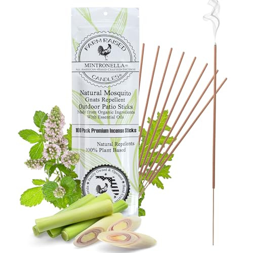 Mintronella USA Made Citronella & Peppermint Mosquito Repellent Incense Sticks – 100 Pack – N... | Amazon (US)