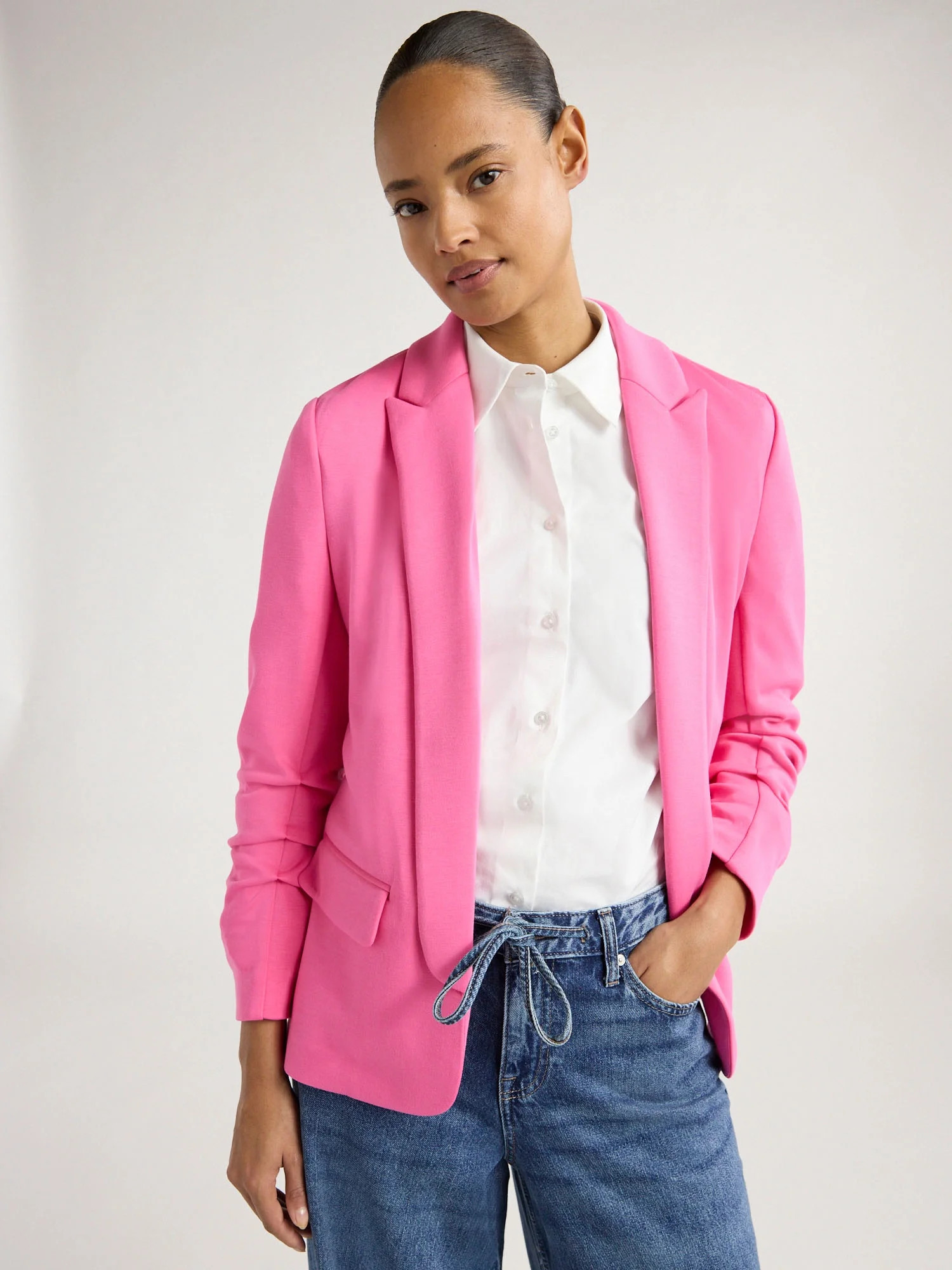 Scoop Women's and Women's Plus Relaxed Scuba Knit Stretch Blazer with Scrunch Sleeves, Sizes XS-4... | Walmart (US)