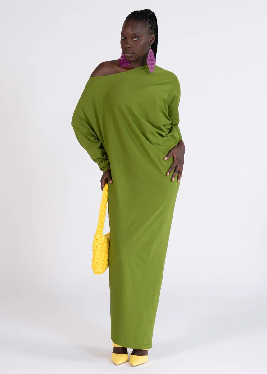 Riviera Draped Maxi Dress - Olive | Ada & Edith