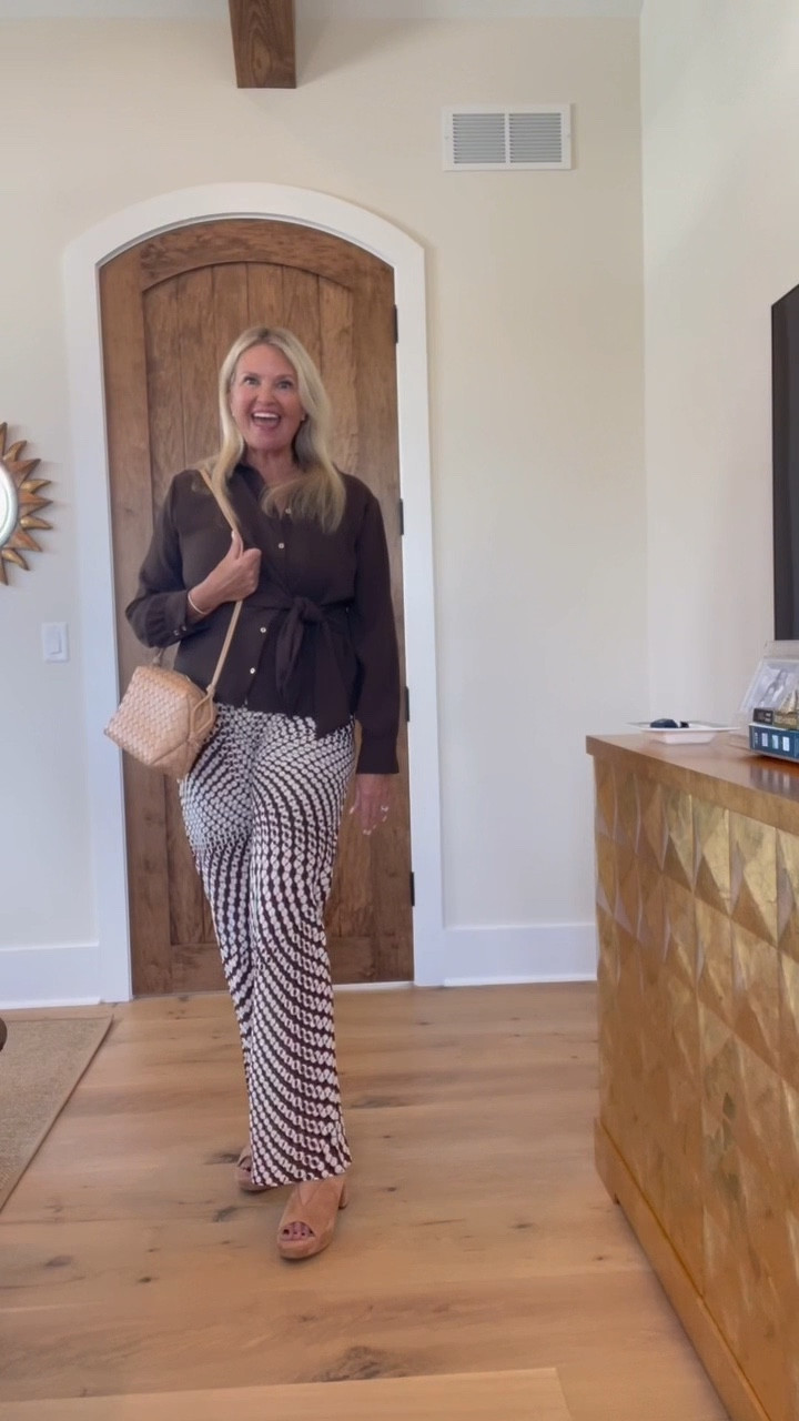 Loving this outfit with just a hint of spring 🌸 These fun pants from Reformation are the perfect statement piece you can style so many ways — and they are SO comfy! Easy to dress up or keep casual, which makes them such a staple this time of year.

#LTKTall #LTKSeasonal #LTKOver40