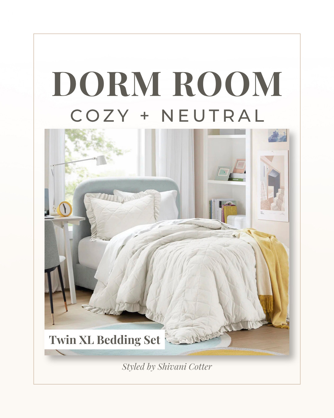 Love this soft and cozy this neutral dorm bedding and decor ❤️
This look is simple, but it makes such a difference:
• Neutral tones that always look clean
• Soft textures that make the bed feel layered
• Pieces that are functional but still look elevated
It’s one of those setups that makes your whole room feel done without trying too hard.

#dormroom #dormdecor #dormbed 
dorm bedding | dorm room bedding ideas | twin xl bedding | dorm room decor ideas | soft neutral bedding | cozy dorm room | dorm essentials | dorm move in checklist | college dorm bedding | dorm must haves 

 #LTKHome