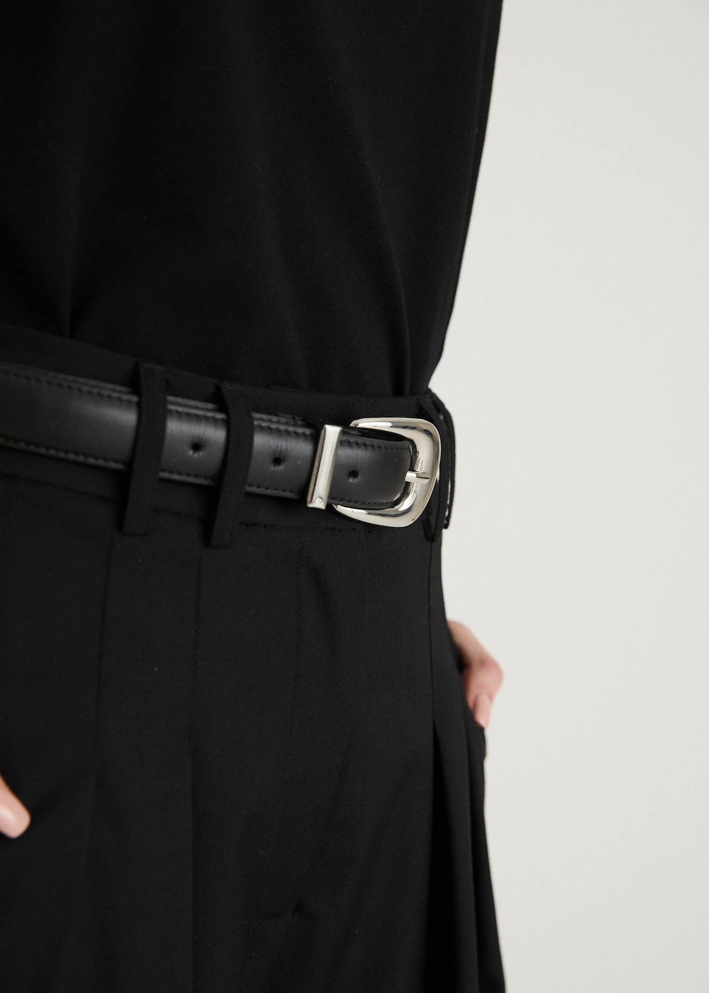 STATEMENT LEATHER BELT - BLACK / SILVER | WAT The Brand