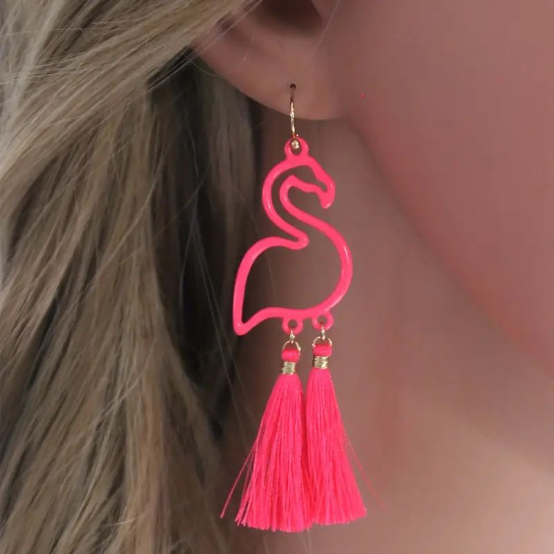 Hot Pink Flamingo Tassel Dangle Earrings For Women Party Costume Accessory Birthday Gift | Temu Affiliate Program