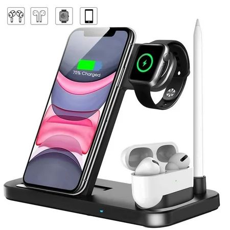 Wireless Charger, QI-EU 4 in 1 Qi-Certified Fast Charging Station Compatible Apple Watch Airpods Pro | Walmart (US)