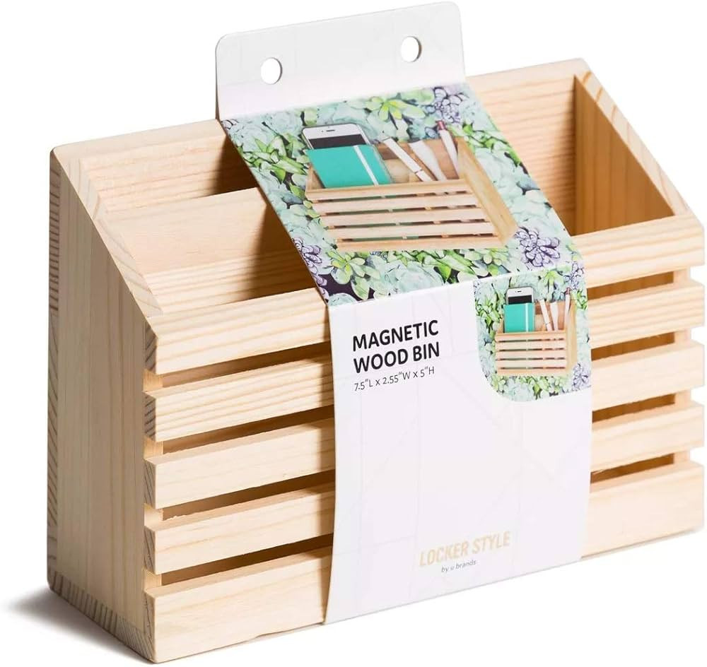 U-Brands Locker Style Magnetic Wood Bin | Amazon (US)