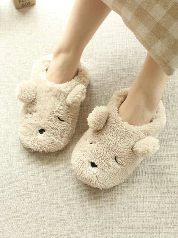 Fluffy Bear Slippers | SHEIN
