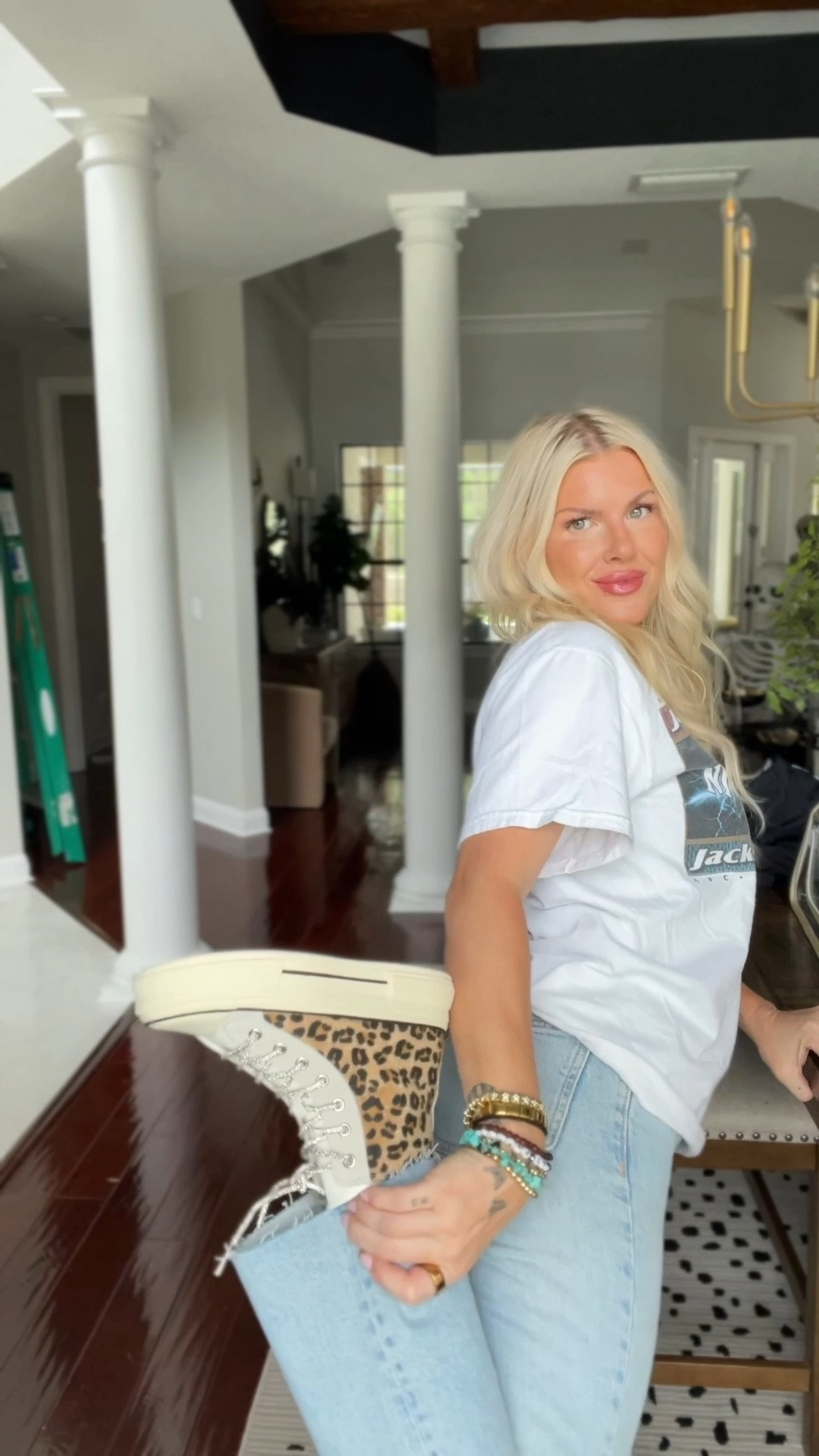 Jacksonville Jaguars. 

Retro Jaguars tee for prowlers game. Jeans Zara. Shoes are on sale, in a 7  

#LTKFindsUnder50 #LTKFindsUnder100 #LTKParties