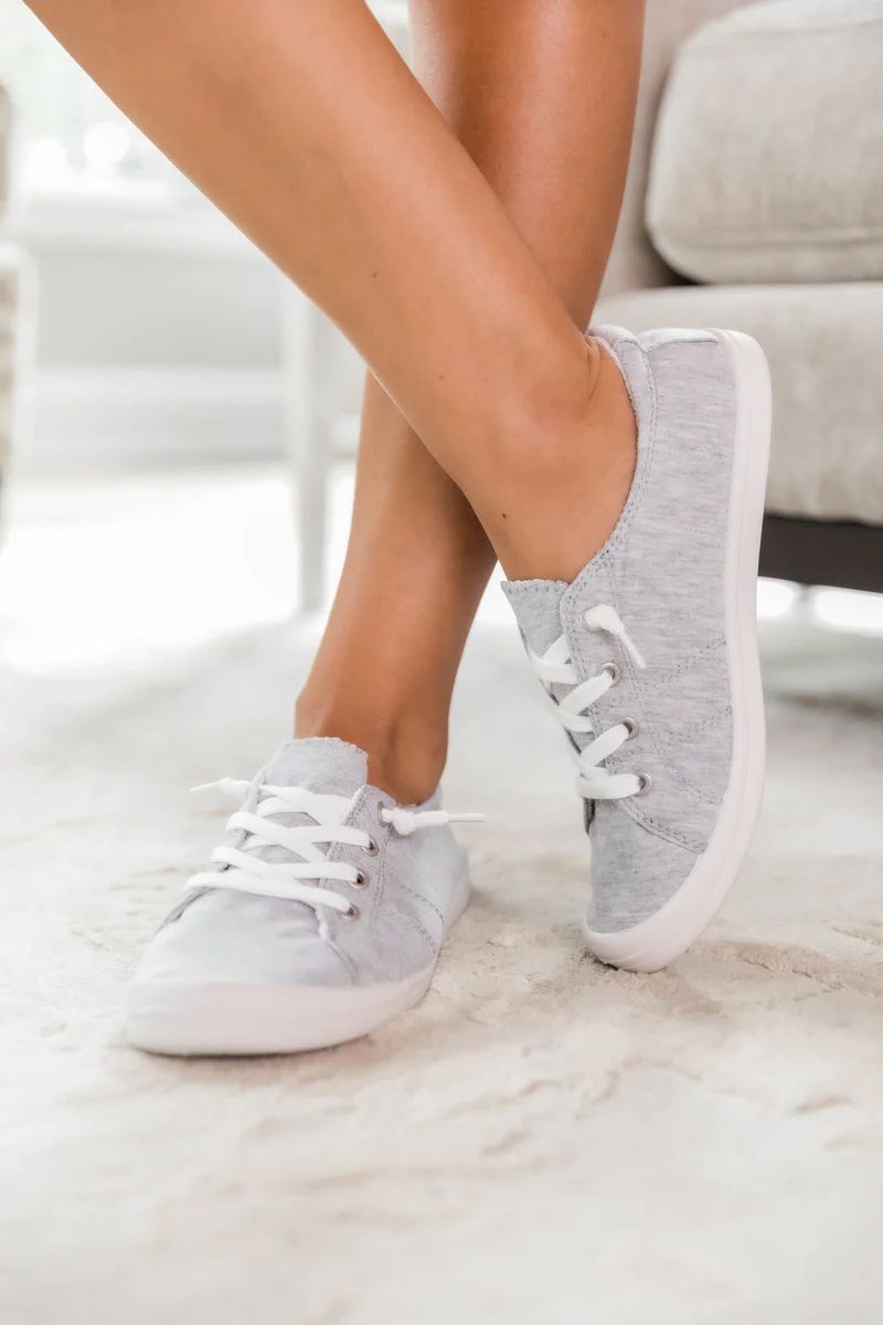 Jill Laced Solid Sneakers Grey FINAL SALE | The Pink Lily Boutique