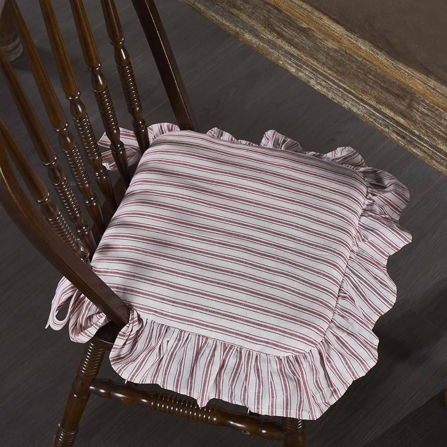 Piper Classics Timeless Ticking Red Ruffled Chair Pad, Country Farmhouse Vintage, Christmas Déco... | Amazon (US)