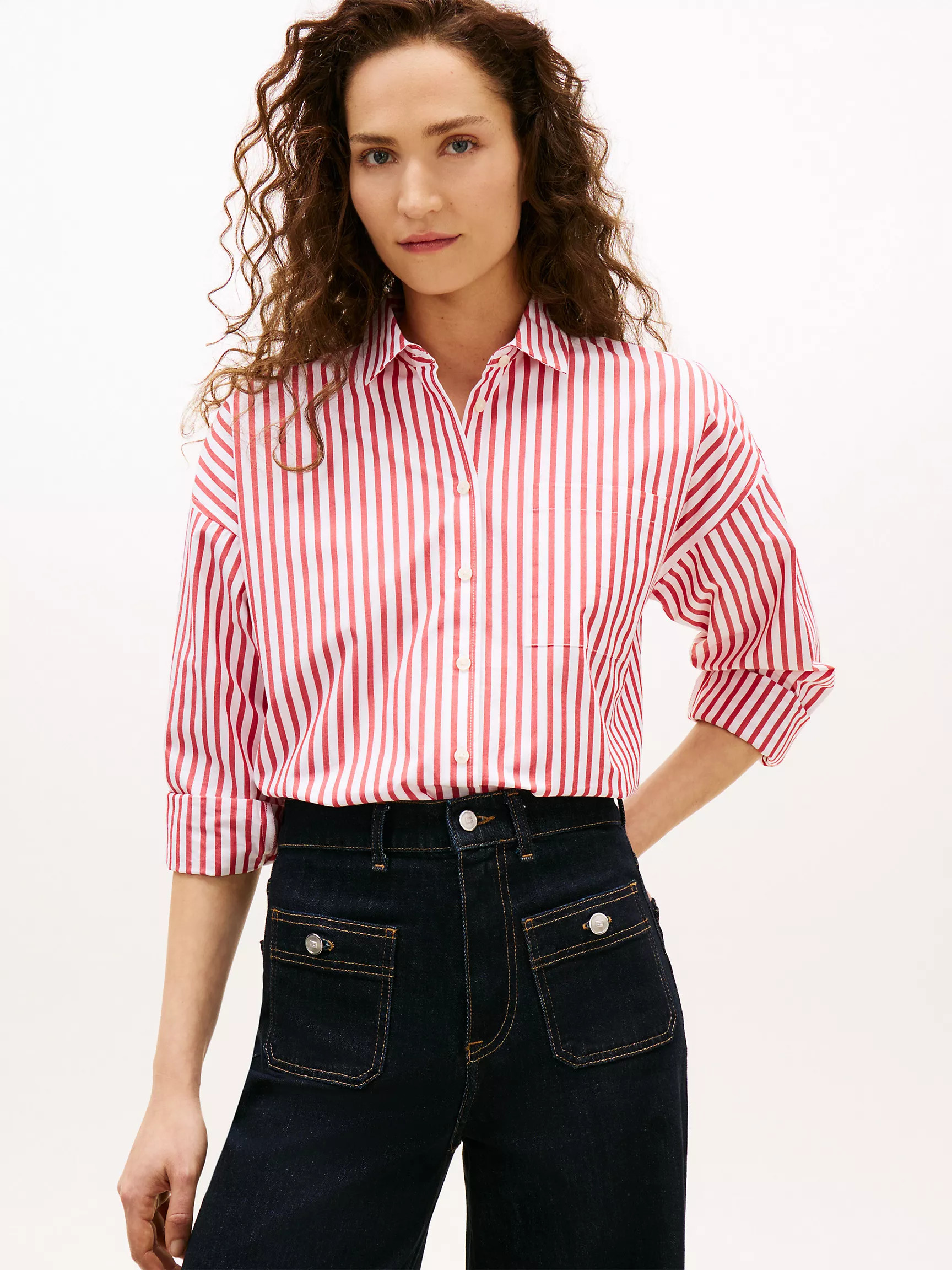 Relaxed Stripe Poplin Shirt | Tommy Hilfiger | Tommy Hilfiger (US)