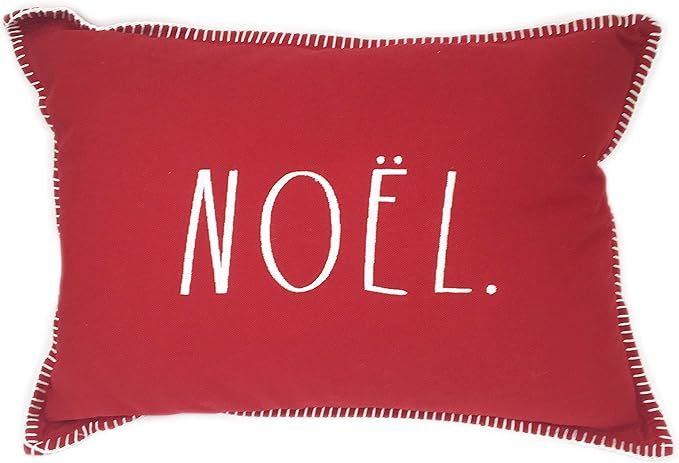DR Rae Dunn Noel. 20 Inch by 14 Inch Rectangle Decorative Red Throw Pillow with White Thread Trim | Amazon (US)