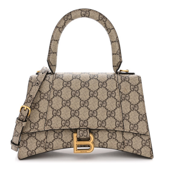 X GUCCI GG Supreme Monogram Small Hourglass Top Handle Bag Beige Ebony | FASHIONPHILE (US)