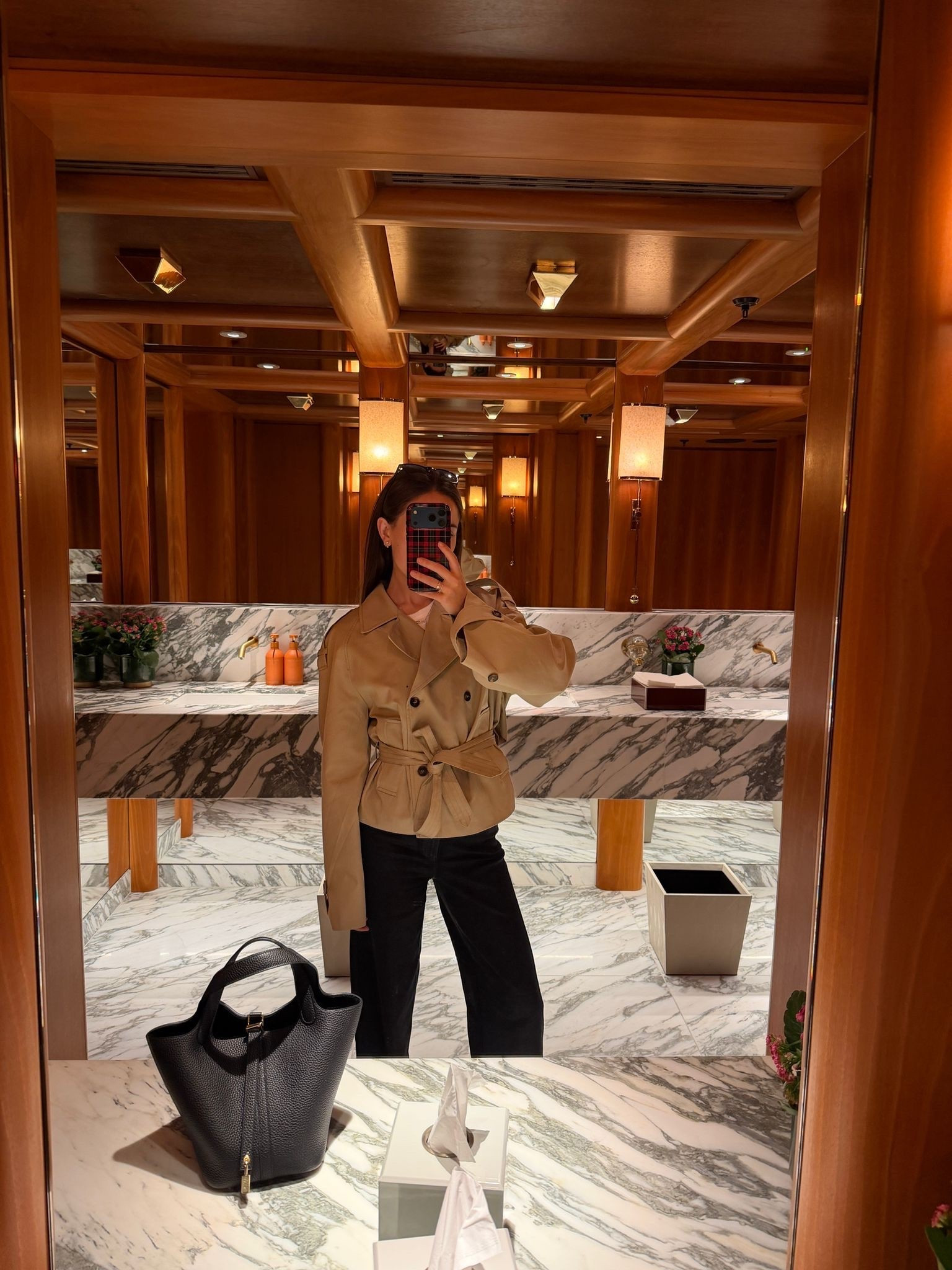 London staycation🤎 wearing my new favorite short Trenchcoat by Dissh, styled with black Paige denim, a white long-sleeve by Jigsaw and my black Hermes Picotin bag

#LTKFashionMonth #LTKuk