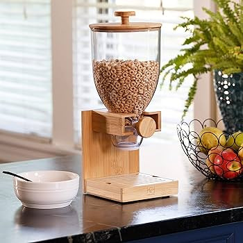 Honey-Can-Do Bamboo Cereal Dispenser with Airtight Lid \u2013 Countertop Dry Food Dispenser for K... | Amazon (US)