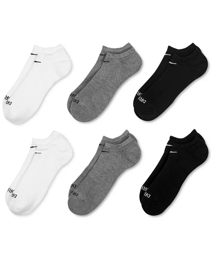 Unisex Everyday Plus Cushioned Training No-Show Socks 6 Pairs | Macy's