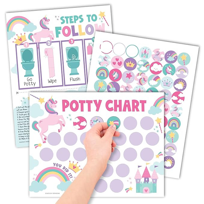 Hadley Designs Potty Training Chart for Toddlers Girls -10 Sticker Potty Chart for Toddlers Girls... | Amazon (US)