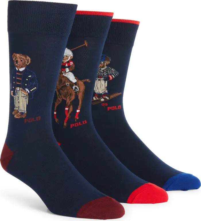 Polo Ralph Lauren Assorted 3-Pack Polo Bear Dress Socks Gift Box | Nordstrom | Nordstrom
