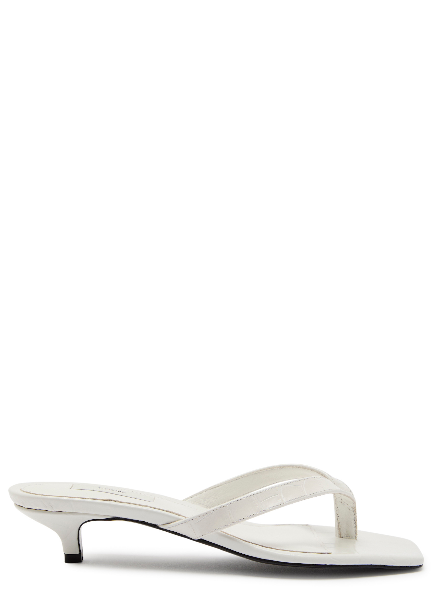 Croco-embossed heeled flip flo_70158_WHIT | Harvey Nichols