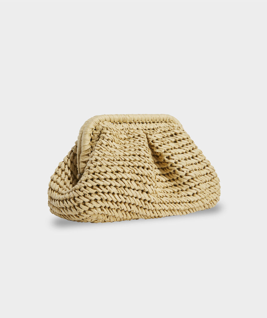 Crochet Straw Clamshell Clutch | vineyard vines