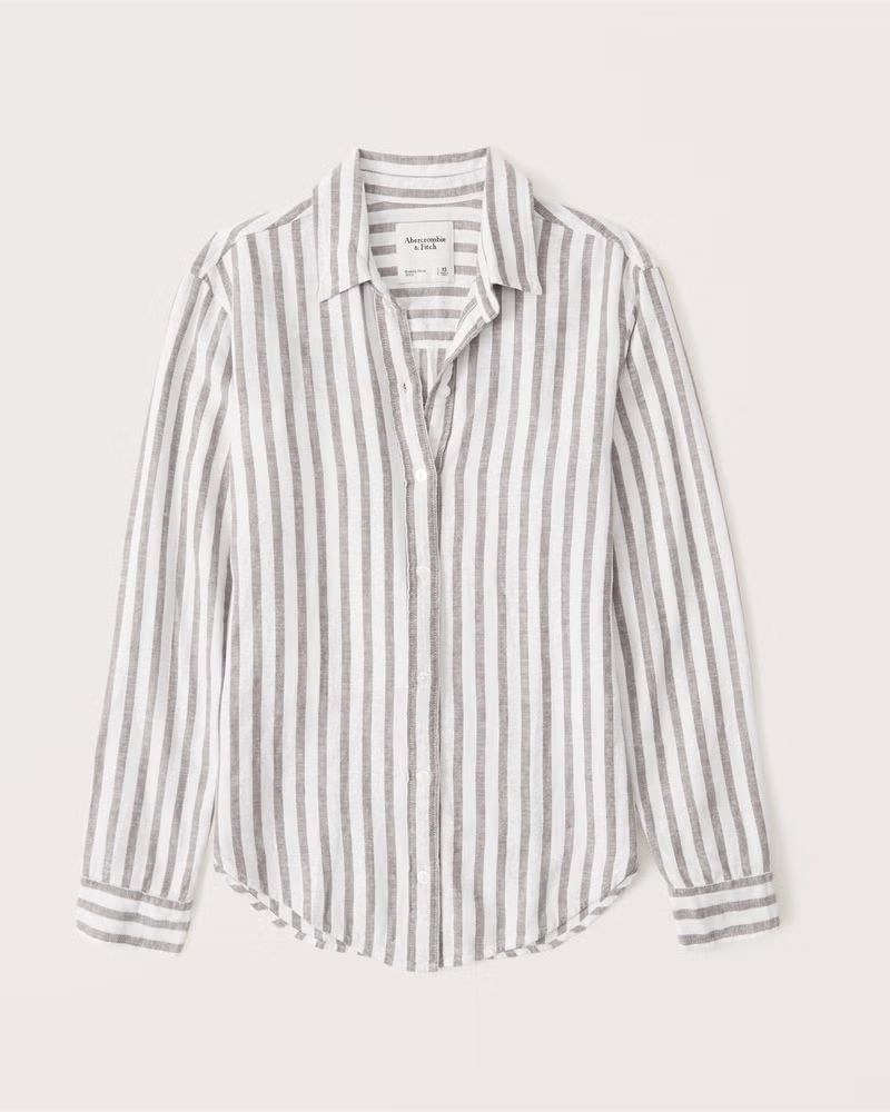 Women's Oversized Long-Sleeve Resort Shirt | Women's New Arrivals | Abercrombie.com | Abercrombie & Fitch (US)