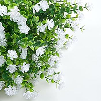 Joyhalo 8 Bundles Outdoor Artificial Flowers UV Resistant Fake Boxwood Plants Faux Plastic Greene... | Amazon (US)