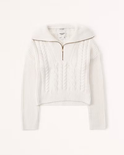 Merino Wool-Blend Cable Half-Zip | Abercrombie & Fitch (US)