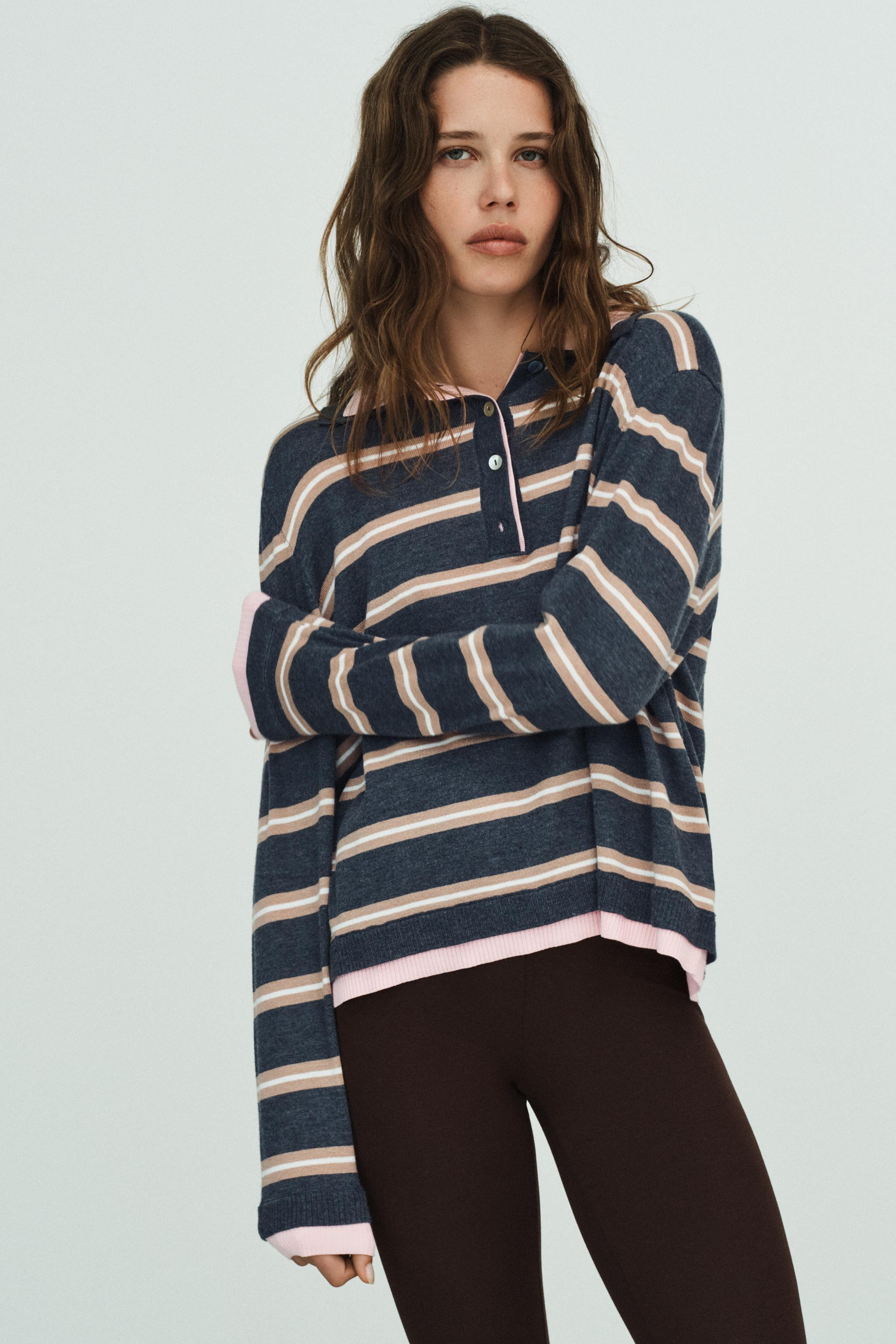 STRIPED COMBINED KNIT POLO SHIRT | Zara UK