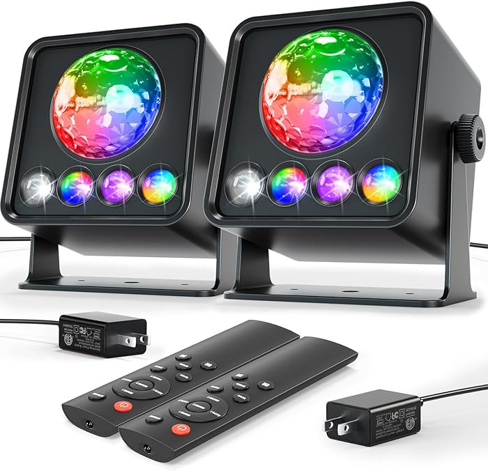 2-Pack Sunset Lamp Disco Ball Party Lights - Sound Activated LED Strobe & Stage Lights for Home P... | Amazon (US)