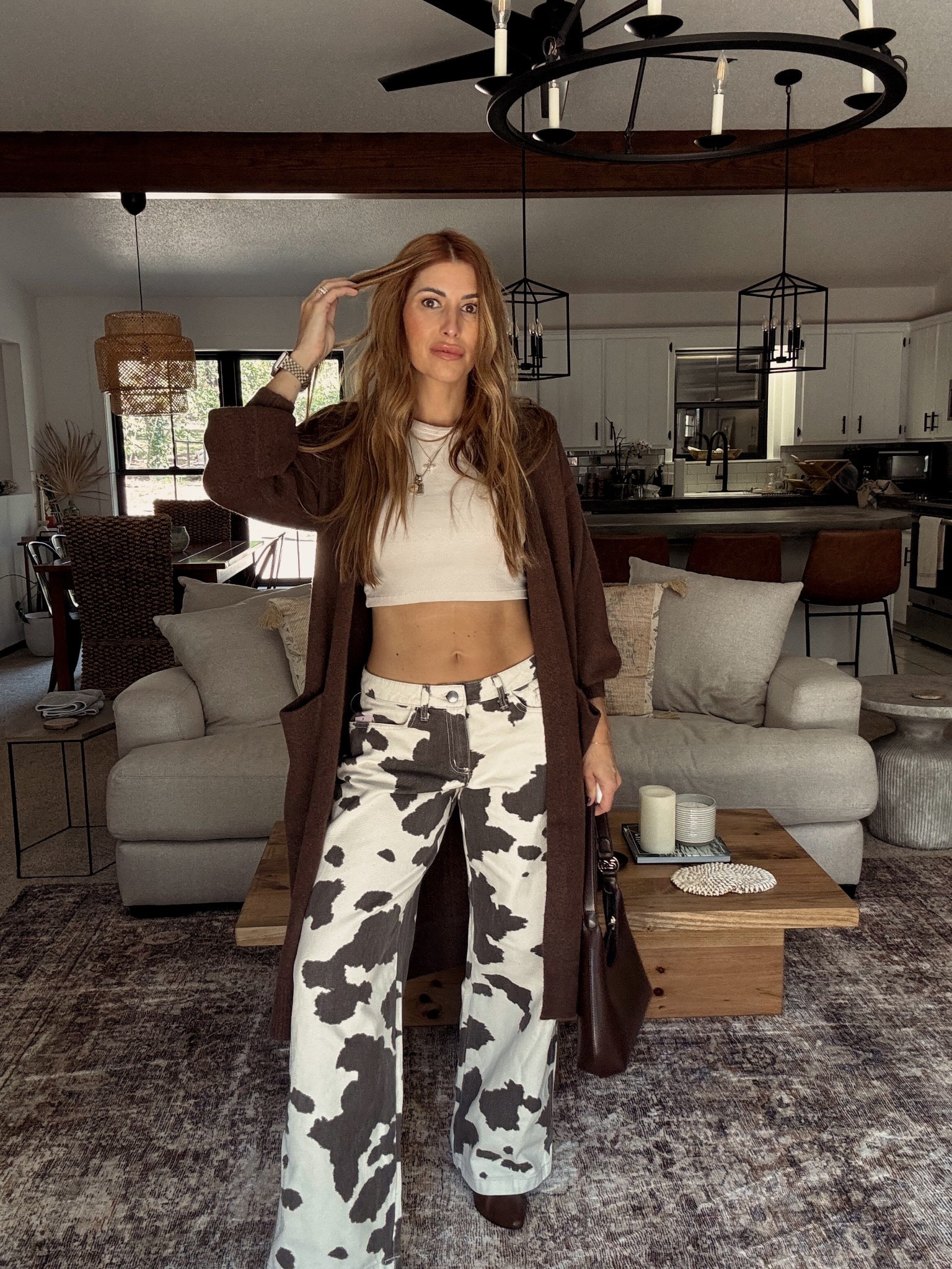 Cow print pants