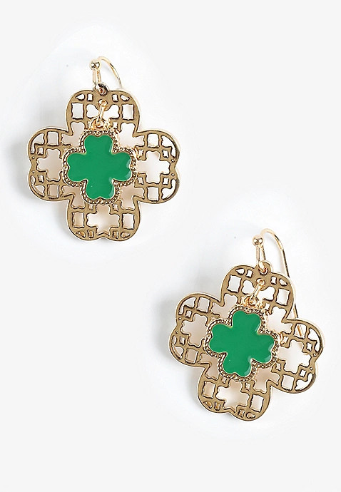Gold Clover Filigree Drop Earrings | Maurices