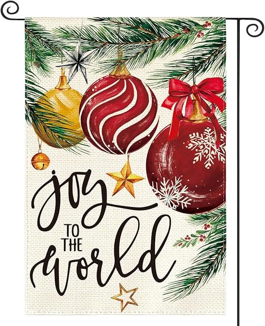 AVOIN colorlife Joy To The World Christmas Garden Flag 12x18 Inch Double Sided Outside, Holly Orn... | Amazon (US)