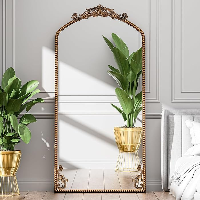 Gold Arched Full Length Mirror 71"×32", Large Traditional Vintage Baroque Inspired Floor Mirror,... | Amazon (US)