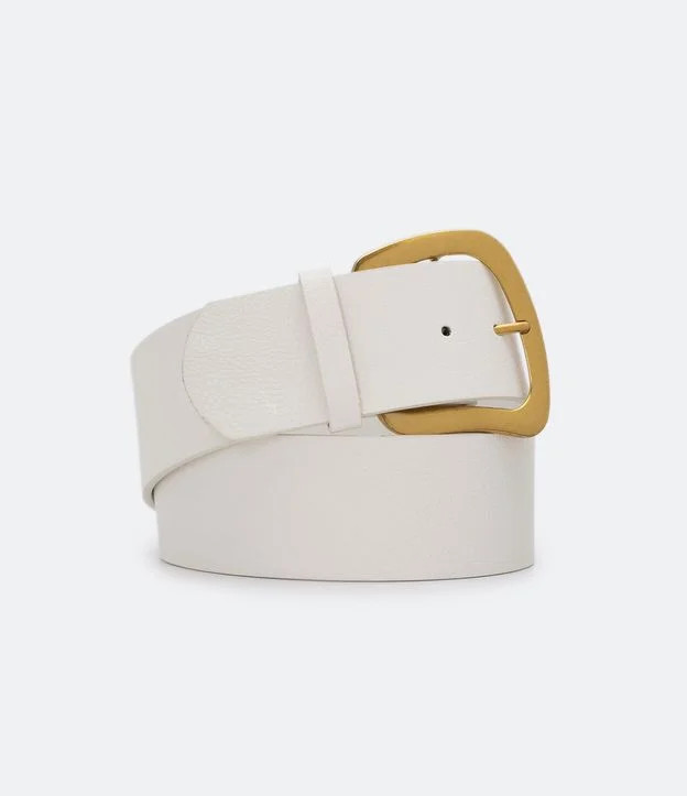 Cinto Largo com Fivela Orgânica Bege | Renner (BR)