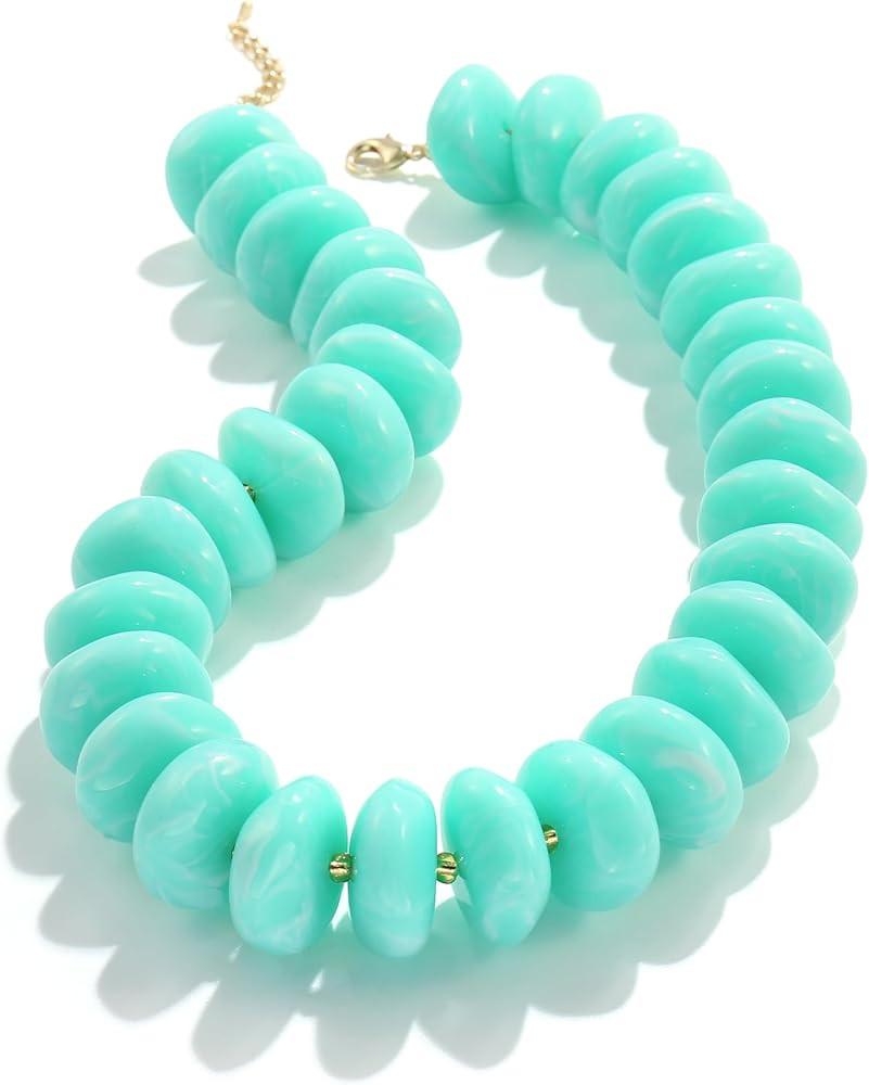Colorful Chunky Beaded Necklace for Women,Large Acrylic Bead Choker Statement Necklace Cute Trend... | Amazon (US)